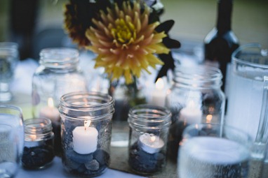 mason jar candle centerpieces by kootenay wedding photographer electrify photography