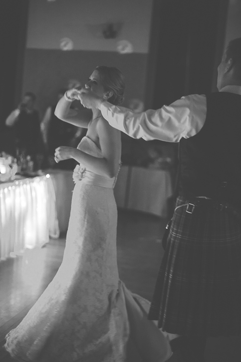 Romantic first dance whirl in black and white, by Nelson BC Kootenay wedding photographer Emilee Zaitsoff of Electrify Photography
