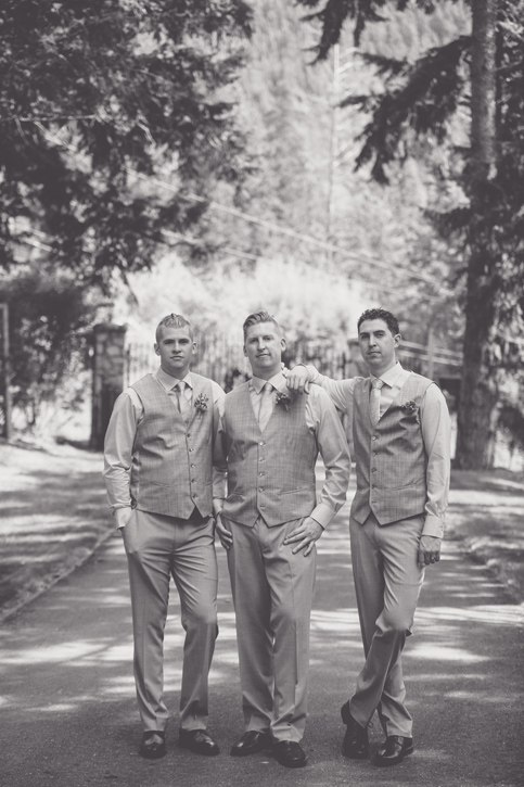 Groomsmen looking classy and stylish in black and white, by Nelson BC Kootenay wedding photographer Emilee Zaitsoff of Electrify Photograph